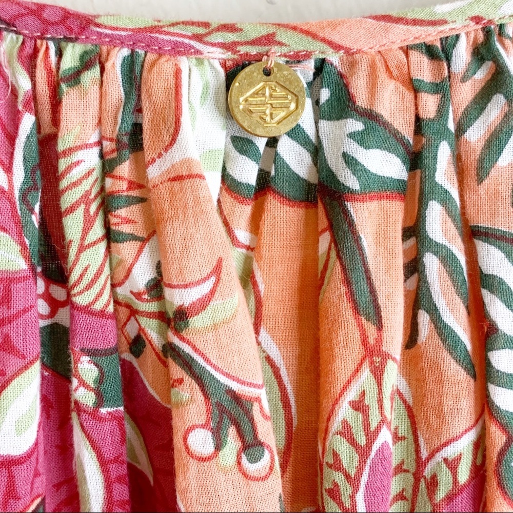 Antik Batik Kalao Floral Blouse Flowy Peasant Top - Picture 9 of 12